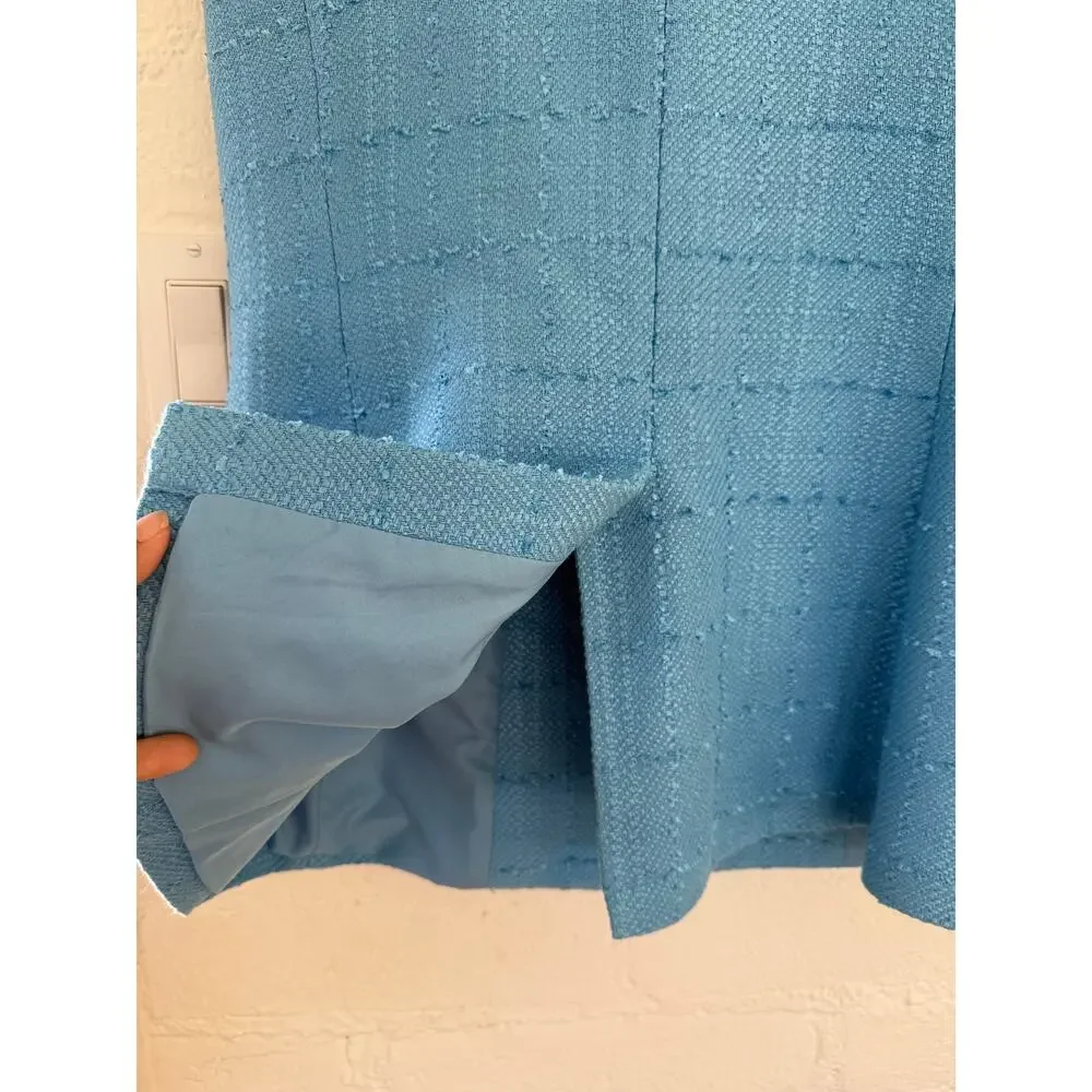 Ann Taylor Sky Blue Tweed Vest Shorts Set Gold Button Preppy Coastal 8 10 - Picture 7 of 12